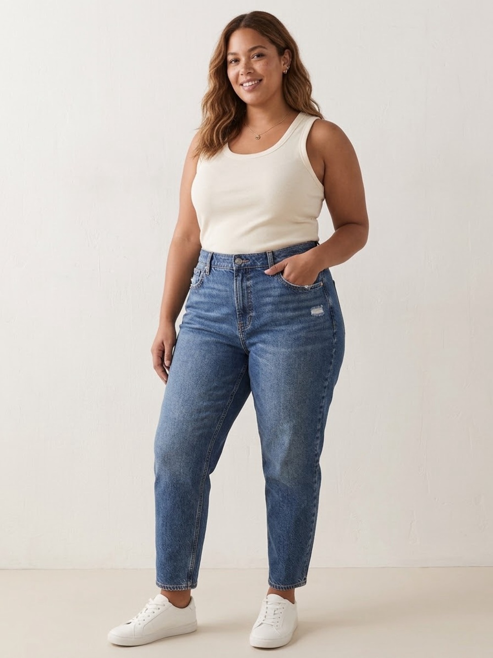 NWT American Eagle Curvy Mom Jeans Womens 12 Blue High Rise Distressed